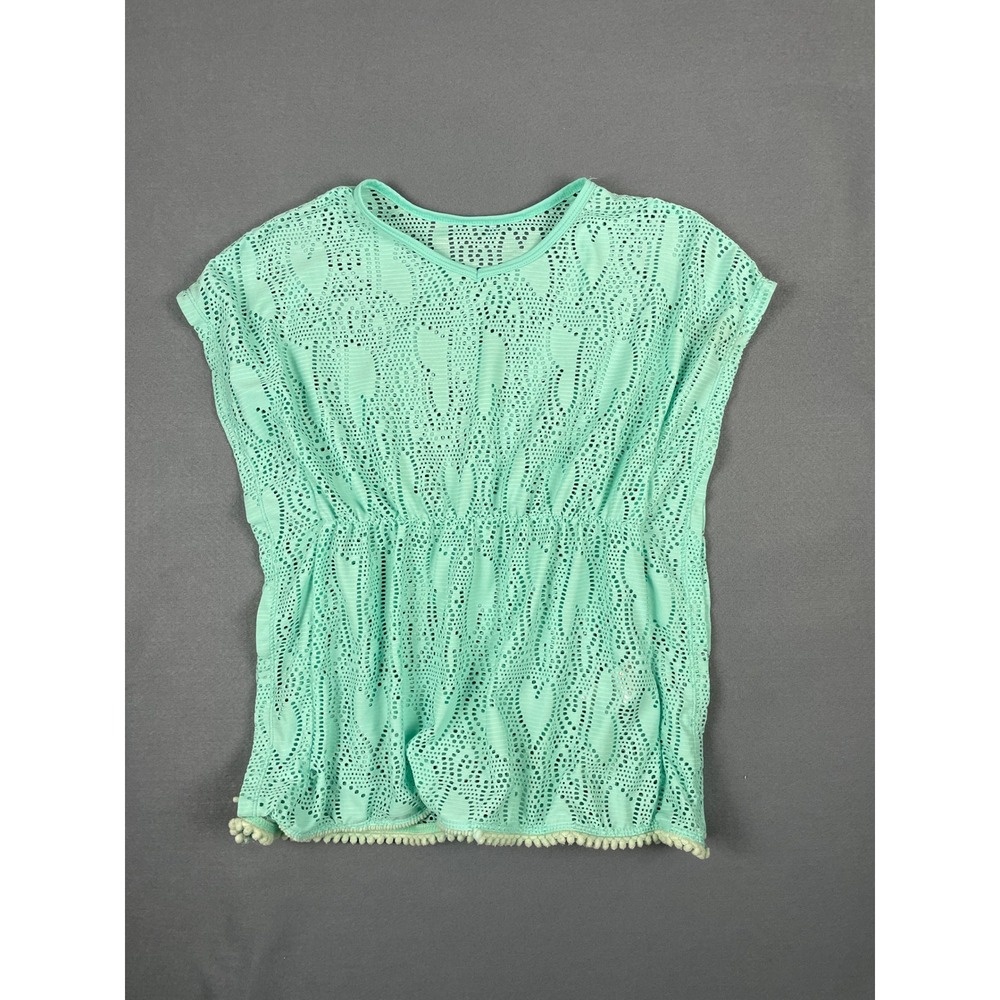 Wonder Nation‎ Aqua Crochet Swim Cover Up Coastal Boho Beach Aqua 6-6X